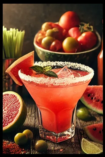 Watermelon Margarita cocktail in its serving glass